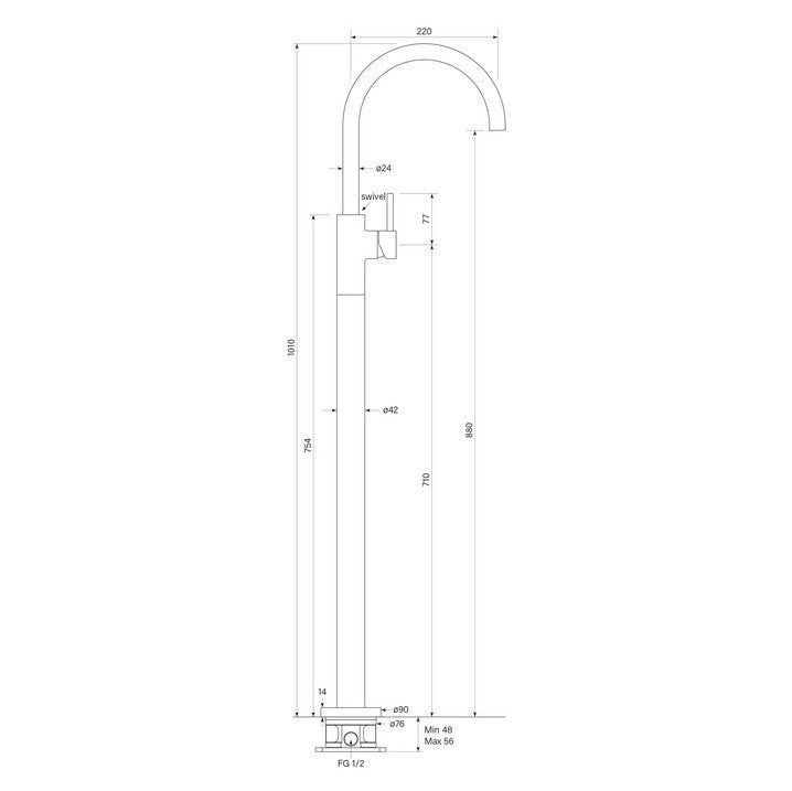 Pegasi Floor Bath Mixer Curve