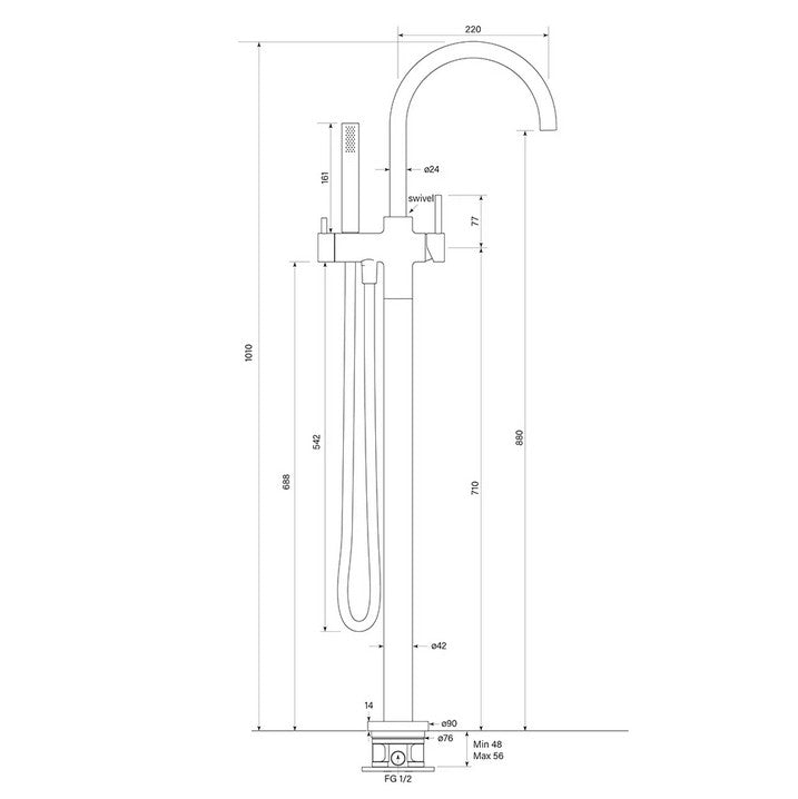 Pegasi Floor Bath Mixer Curve, Micro