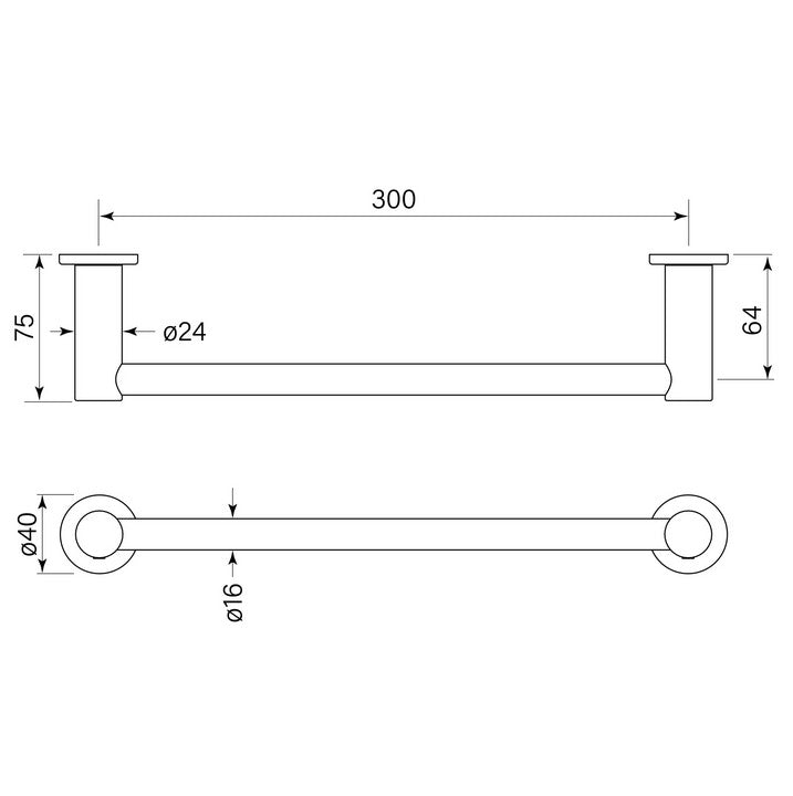 Pegasi Hand Towel Rail Single 300