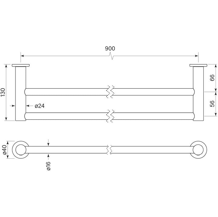 Pegasi Towel Rail Double 900
