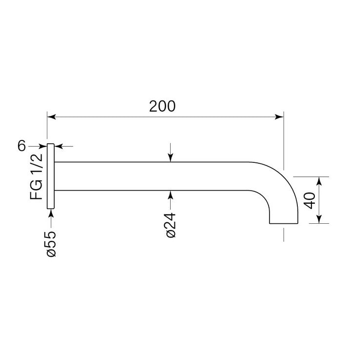 Pegasi Wall Bath Spout 200
